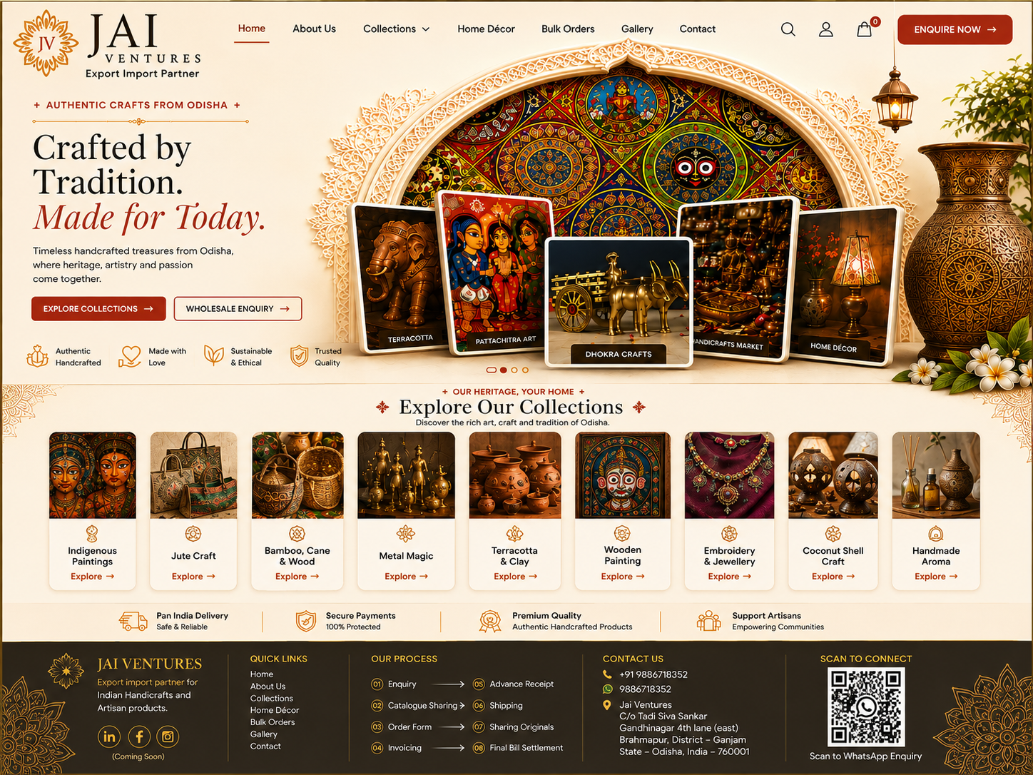 Jai Ventures front page featuring Odisha handicrafts